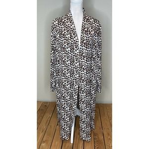 SPAE 46 Open Front Cheetah Long Cardigan Sweater M